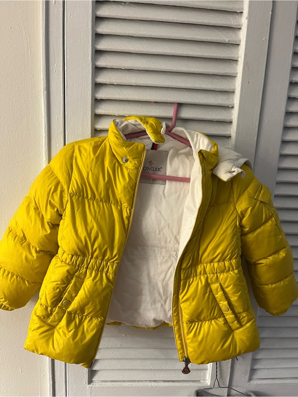 Moncler Kids Bright Yellow Quilted Puffer Jacket
